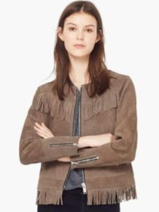 Mango Jackets & Blazers - Mango Suede Fringe Jacket Taupe Beige - Small
